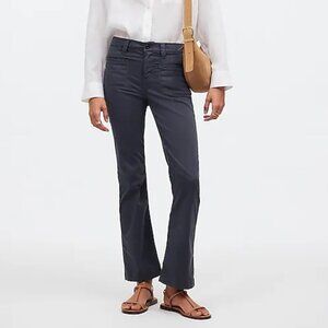 Madewell Kick Out Flare Leg Crop Pants Garment-Dyed Sateen Size 32 NWT